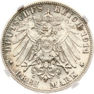 Germany Württemberg 3 Mark 1914 F NGC MS 63