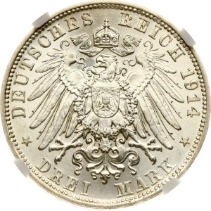 Germany Bavaria 3 Mark 1914 D NGC MS 63