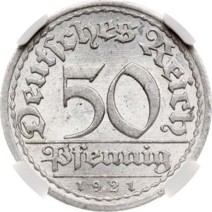 Germany Weimar Republic 50 Pfennig 1921 A NGC MS 64