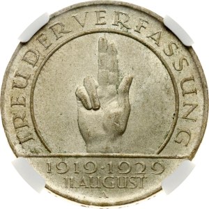 Germany Weimar Republic 3 Reichsmark 1929 A Weimar Constitution NGC MS 63