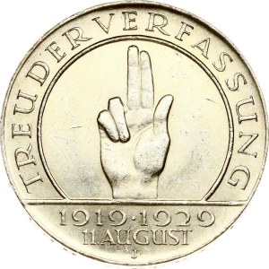 Germany Weimar Republic 3 Reichsmark 1929 J Weimar Constitution