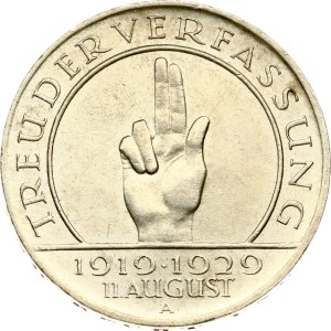 Germany Weimar Republic 3 Reichsmark 1929 A Weimar Constitution