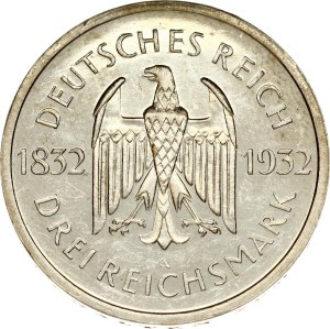 Germany Weimar Republic 3 Reichsmark 1932 A Goethe