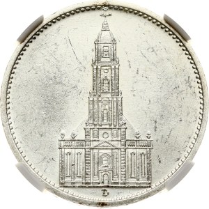 Germany Third Reich 5 Reichsmark 1934 D Potsdam Garrison Church NGC MS 63