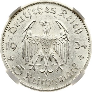 Germany Third Reich 5 Reichsmark 1934 D Potsdam Garrison Church NGC MS 63