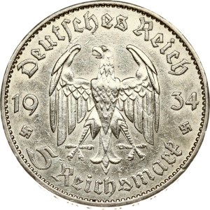 Germany Third Reich 5 Reichsmark 1934 J Potsdam Garrison Church