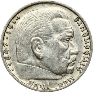 Germany Third Reich 5 Reichsmark 1936 J Hindenburg