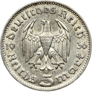 Germany Third Reich 5 Reichsmark 1936 J Hindenburg