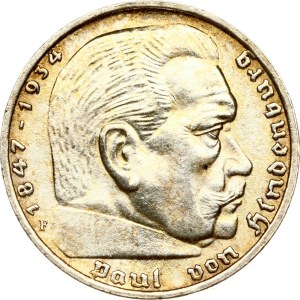 Germany Third Reich 5 Reichsmark 1936 F Hindenburg
