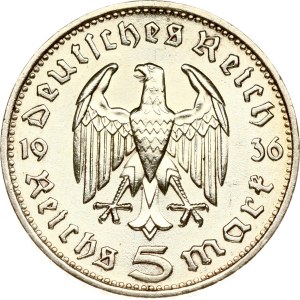Germany Third Reich 5 Reichsmark 1936 F Hindenburg
