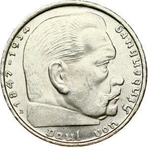 Germany Third Reich 2 Reichsmark 1938 B Hindenburg