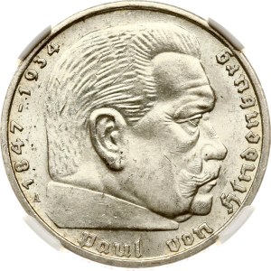 Germany Third Reich 5 Reichsmark 1938 A Hindenburg NGC MS 63