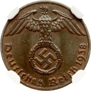 Germany Third Reich 1 Reichspfennig 1938 J NGC MS 63 BN