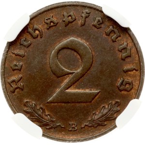 Germany Third Reich 2 Reichspfennig 1938 B NGC MS 63 BN