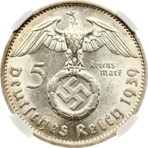Germany Third Reich 5 Reichsmark 1939 F Hindenburg NGC MS 62