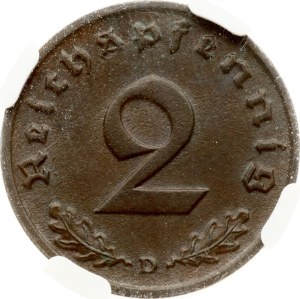 Germany Third Reich 2 Reichspfennig 1940 D NGC MS 58 BN