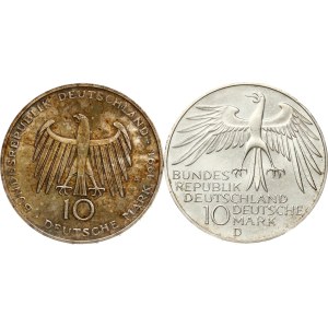 Germany Federal Republic 10 Mark 1972 D & 1991 A Lot of 2 coins
