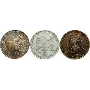 Germany Federal Republic 10 Mark 1991-1995 Lot of 3 coins