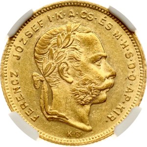Hungary 20 Francs / 8 Forint 1875 KB NGC AU 58