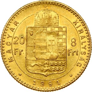 Hungary 20 Francs / 8 Forint 1891 KB