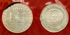 Hungary 50 Forint & 100 Forint 1972 BP King Saint Stephen Set Lot of 2 coins