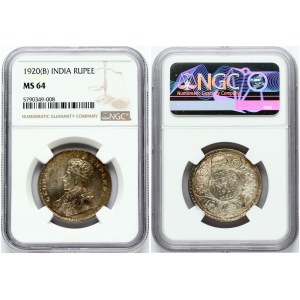 British India 1 Rupee 1920 B NGC MS 64