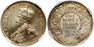 British India 1 Rupee 1920 B NGC MS 64