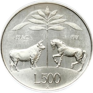 Italy 500 Lire 1981 R Death of Virgil