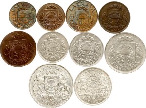 Latvia 1 Santims - 2 Lati 1922-1939 Lot of 10 coins
