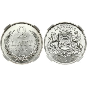 Latvia 2 Lati 1925 NGC MS 63