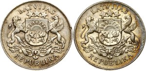 Latvia 2 Lati 1925 & 1926 Lot of 2 coins