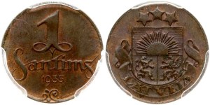 Latvia 1 Santims 1935 PCGS MS 64 BN