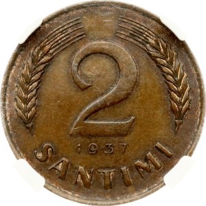 Latvia 2 Santimi 1937 NGC MS 61 BN
