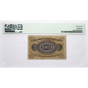 Lithuania 5 Centai 1922 PMG 25 Very Fine