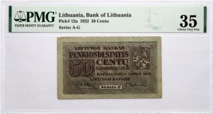 Lithuania 50 Centu 1922 PMG 35 Choice Very Fine