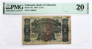 Lithuania 2 Litu 1922 PMG 20 Very Fine