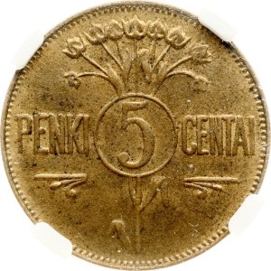 Lithuania 5 Centai 1925 NGC MS 63