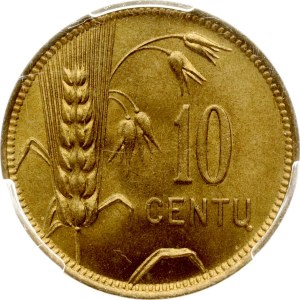 Lithuania 10 Centu 1925 PCGS MS 66 MAX GRADE