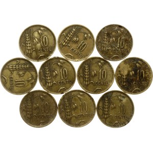 Lithuania 10 Centų 1925 Lot of 10 Coins