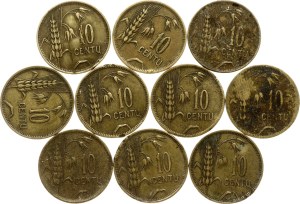 Lithuania 10 Centų 1925 Lot of 10 Coins