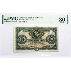 Lithuania 10 Litu 1927 PMG 30 Very Fine