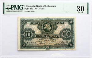 Lithuania 10 Litu 1927 PMG 30 Very Fine