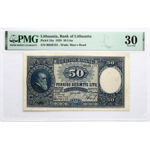Lithuania 50 Litu 1928 Basanavicius PMG 30 Very Fine
