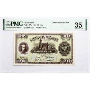 Lithuania 20 Litu 1930 Vytautas PMG 35 Choice Very Fine