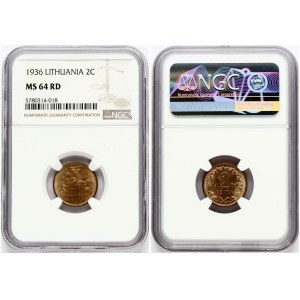 Lithuania 2 Centai 1936 NGC MS 64 RD