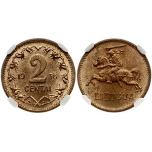 Lithuania 2 Centai 1936 NGC MS 64 RD