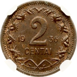 Lithuania 2 Centai 1936 NGC MS 62 BN