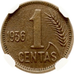 Lithuania 1 Centas 1936 NGC MS 63 BN