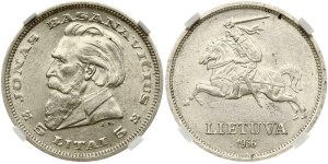 Lithuania 5 Litai 1936 Basanavičius NGC MS 62