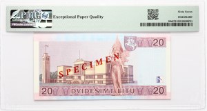 Lithuania 20 Litu 2001 Maironis SPECIMEN PMG 67 Superb Gem Unc EPQ